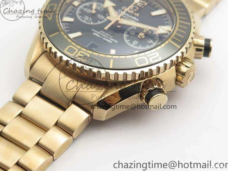 0517 Seamaster Pro Chrono RG Best Edition Black Ceramic Black Dial On RG Bracelet A ComfortFit 8130